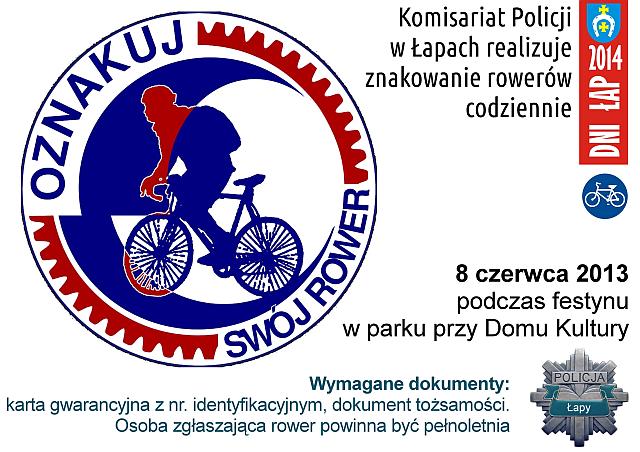 znakowanie rowerów w Łapach