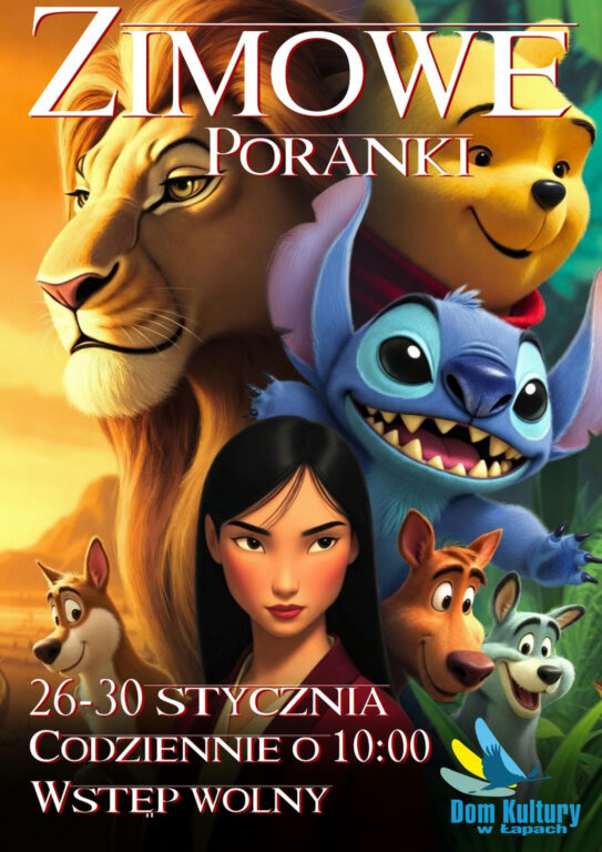 zimowe poranki z domem kultury projekcje filmowe dkLapy.PL