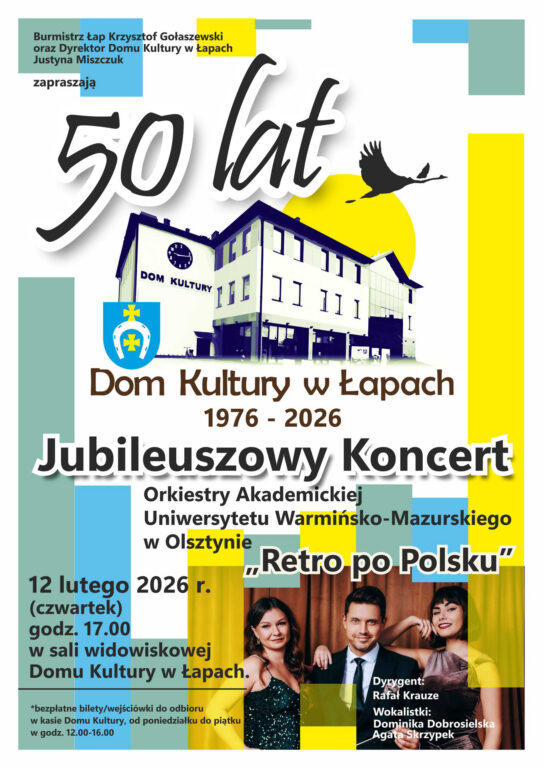 50 lecie działalności kulturalnej koncert Orkiestry Akademickiej UWM z Olsztyna „Retro po polsku” 12 lutego 2026 r. o 17:00