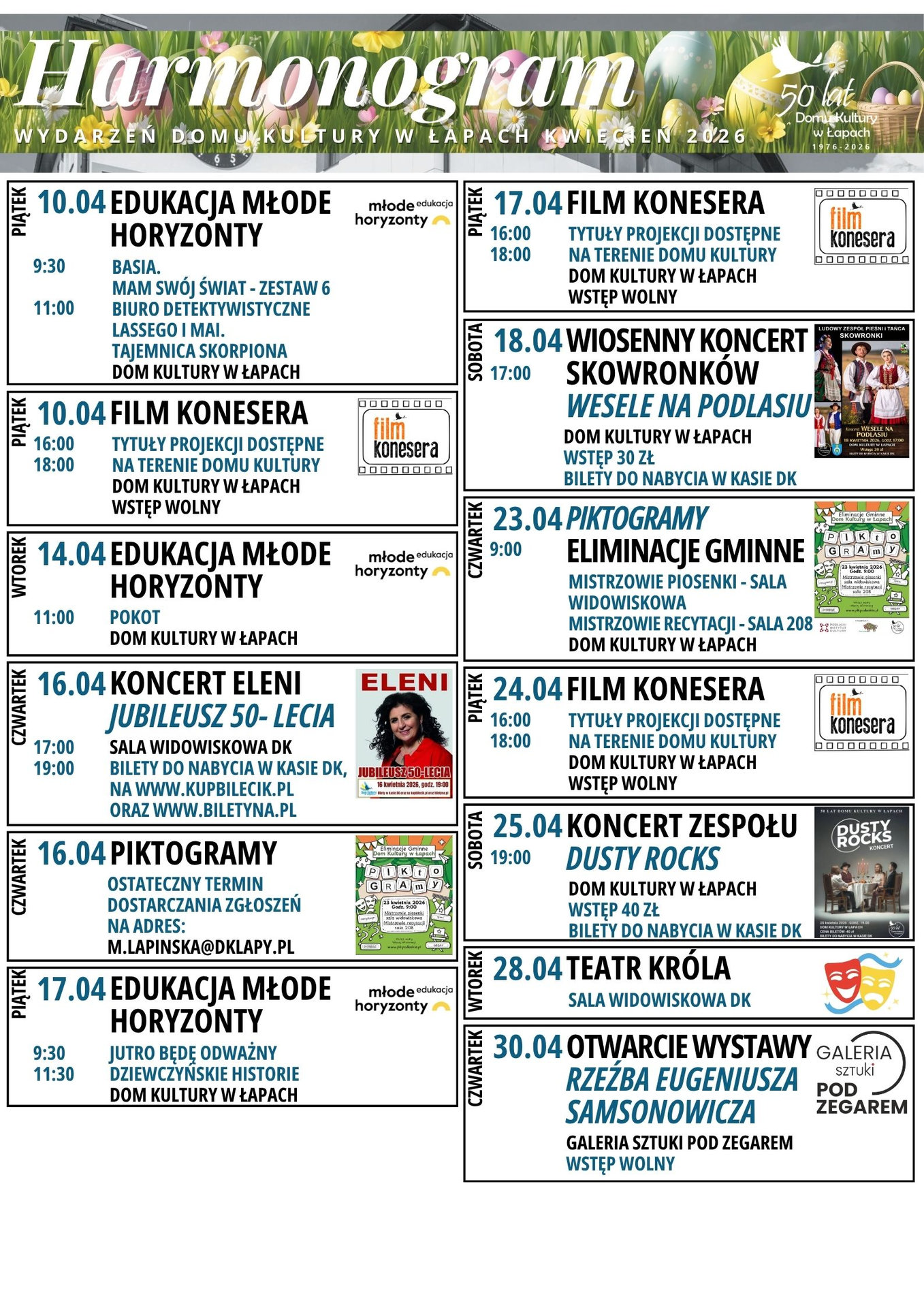 repertuar kwiecień dkLapy.PL