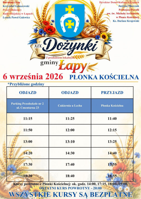 Dożynki z produktem lokalnym gminy Łapy 6 września 2026