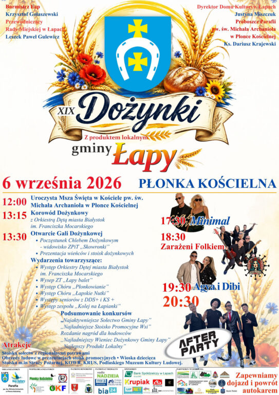 Dożynki z produktem lokalnym gminy Łapy 6 września 2026