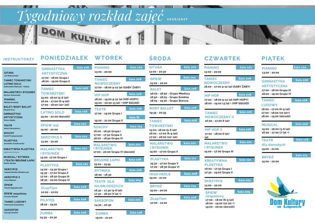 tygodniowy rozkład zajęć 2026-09